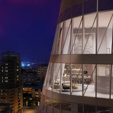 Exterior view of the apartment at St. Regis Residences.