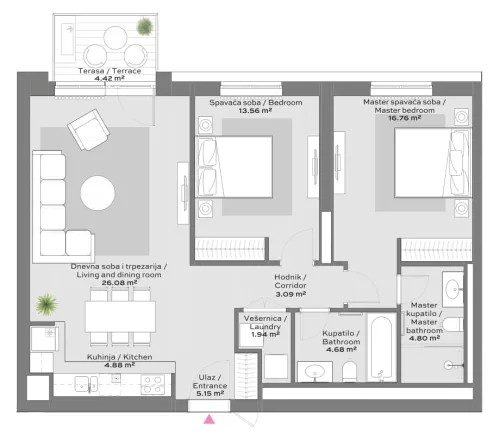 Apartment floor plan in BW Quartet 3