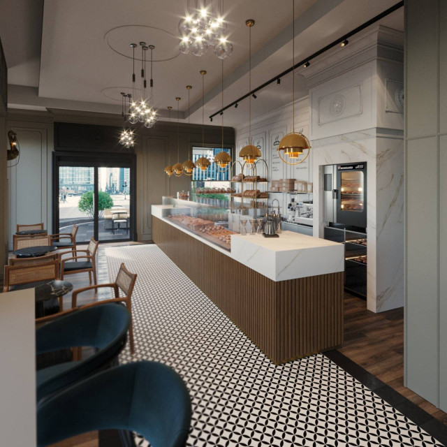 Baget & Co. Beograd na vodi Ulaz i prodajni deo pekare Baget & Co. u Beogradu na vodi.