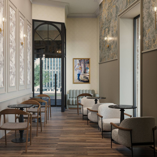 Baget & Co. lounge Lounge deo u pekari gde kupci mogu nesmetano da uživaju u svom doručku i jutarnjoj kafi, branču, kolačima, večeri i piću.