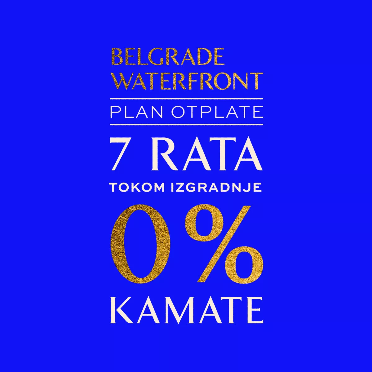 Plan otplate na 7 rata tokom izgradnje, uz 0% kamate