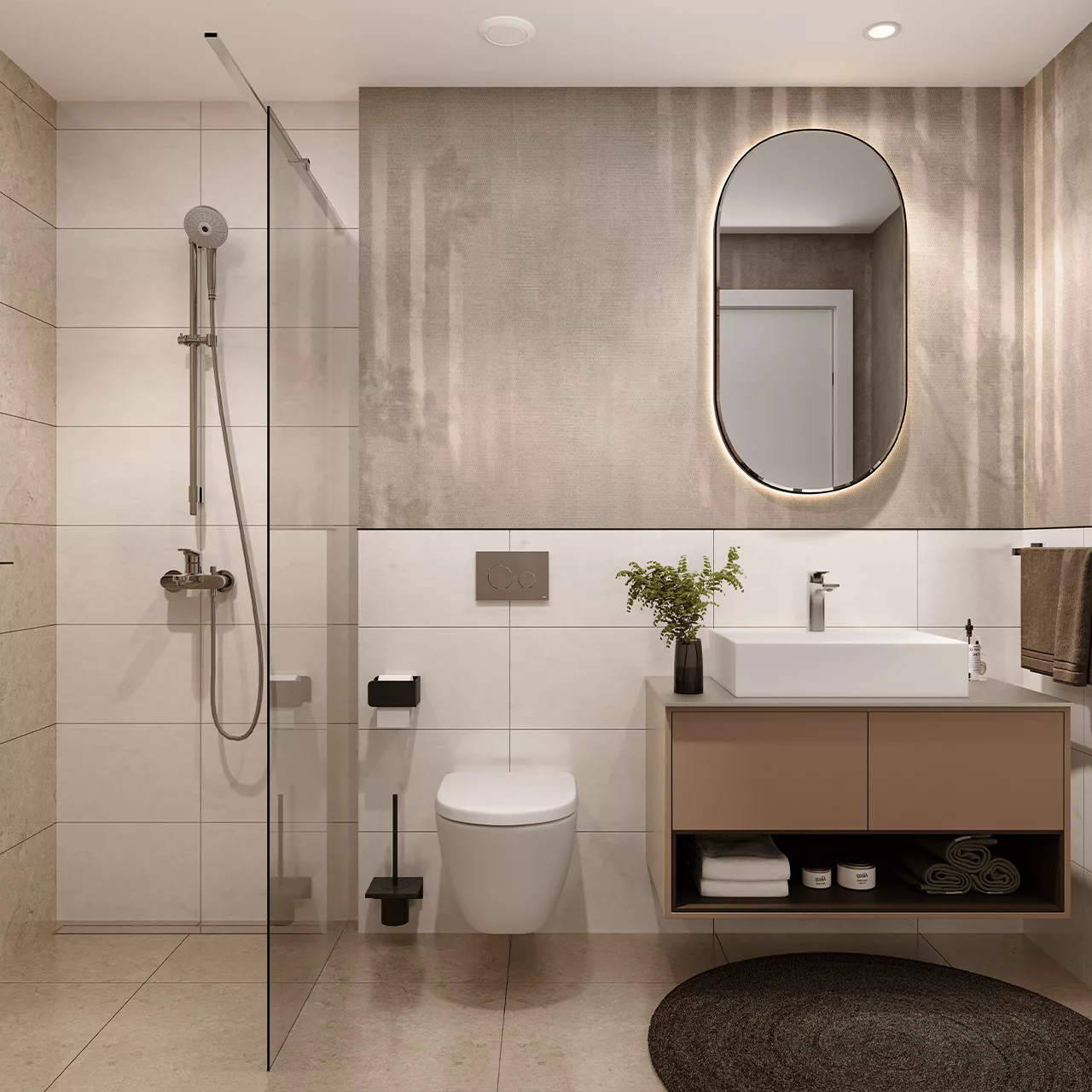 Bathroom with shower in BW Rima building