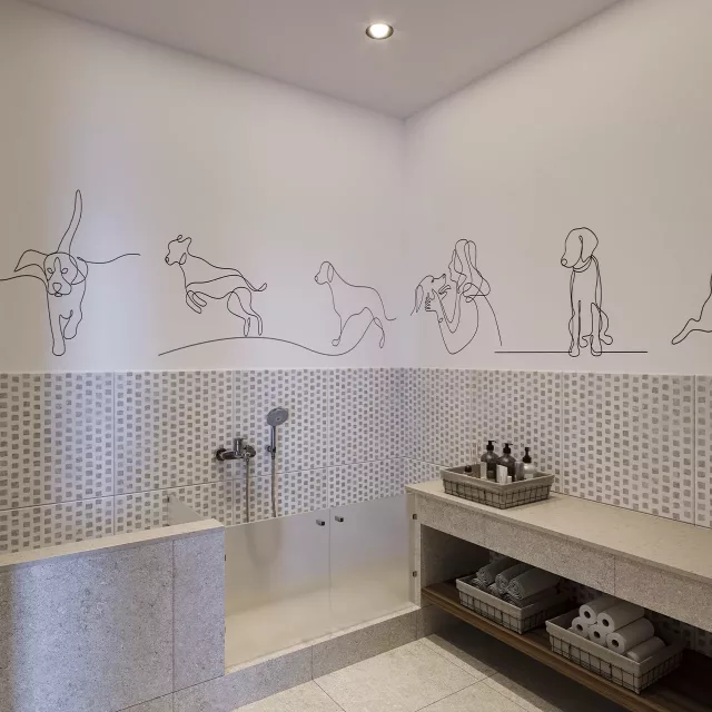 Prostor za kupanje kućnih ljubimaca nakon šetnje u zgradi BW Rima