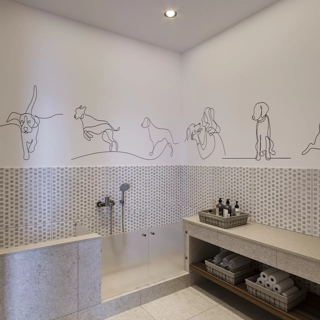 Bathing area for pets after a walk in BW Rima building