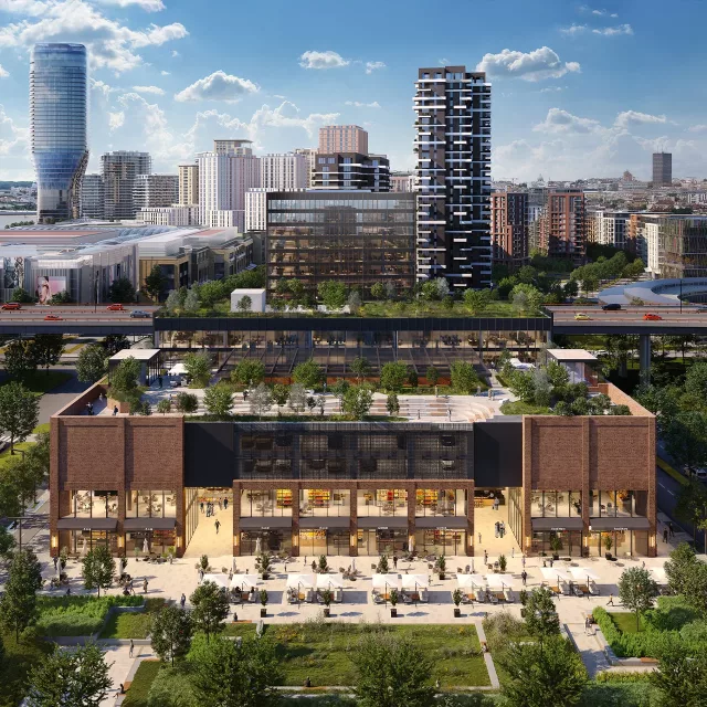 Contemporary city covered market at Belgrade Waterfront