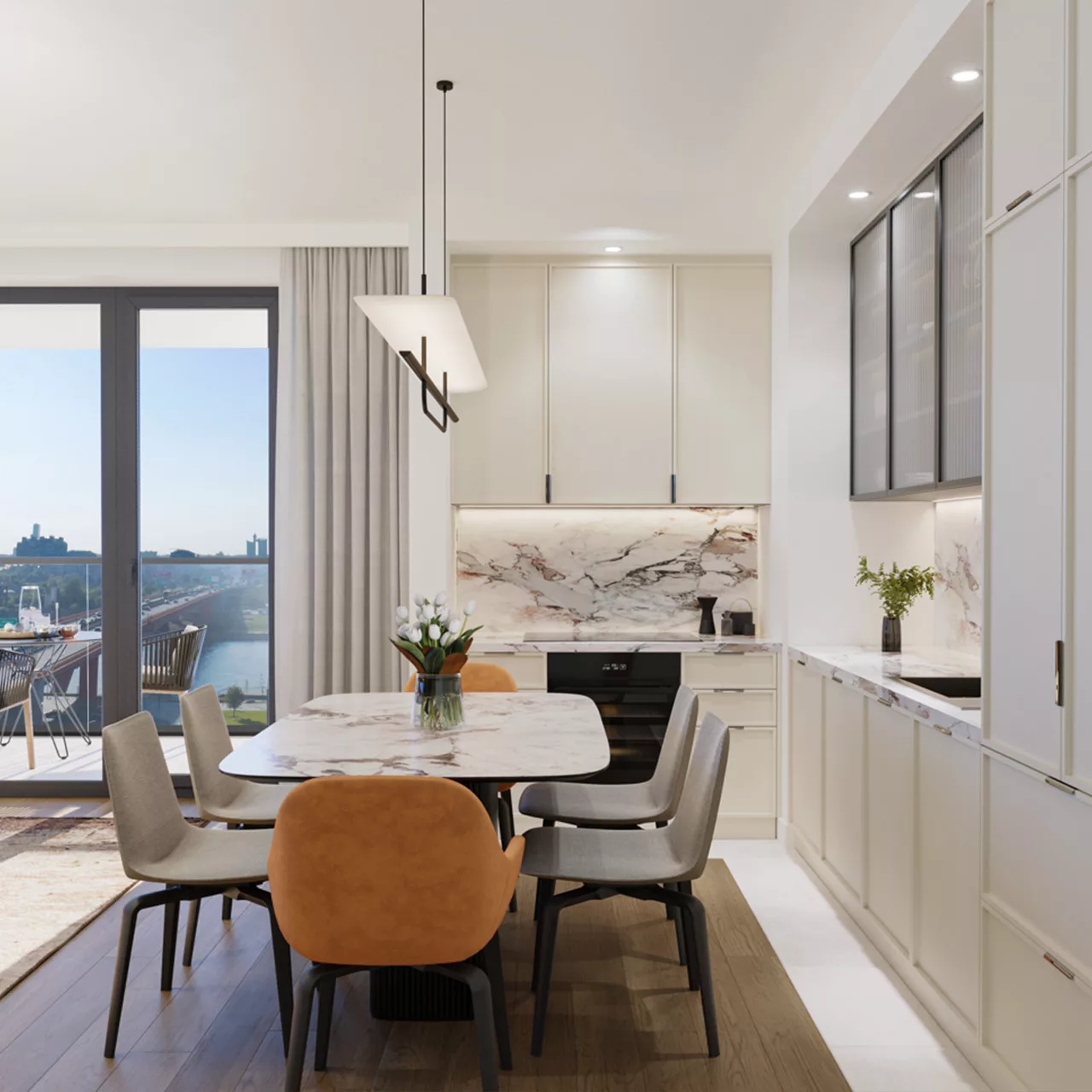 Kitchen and dining area in BW Rima building