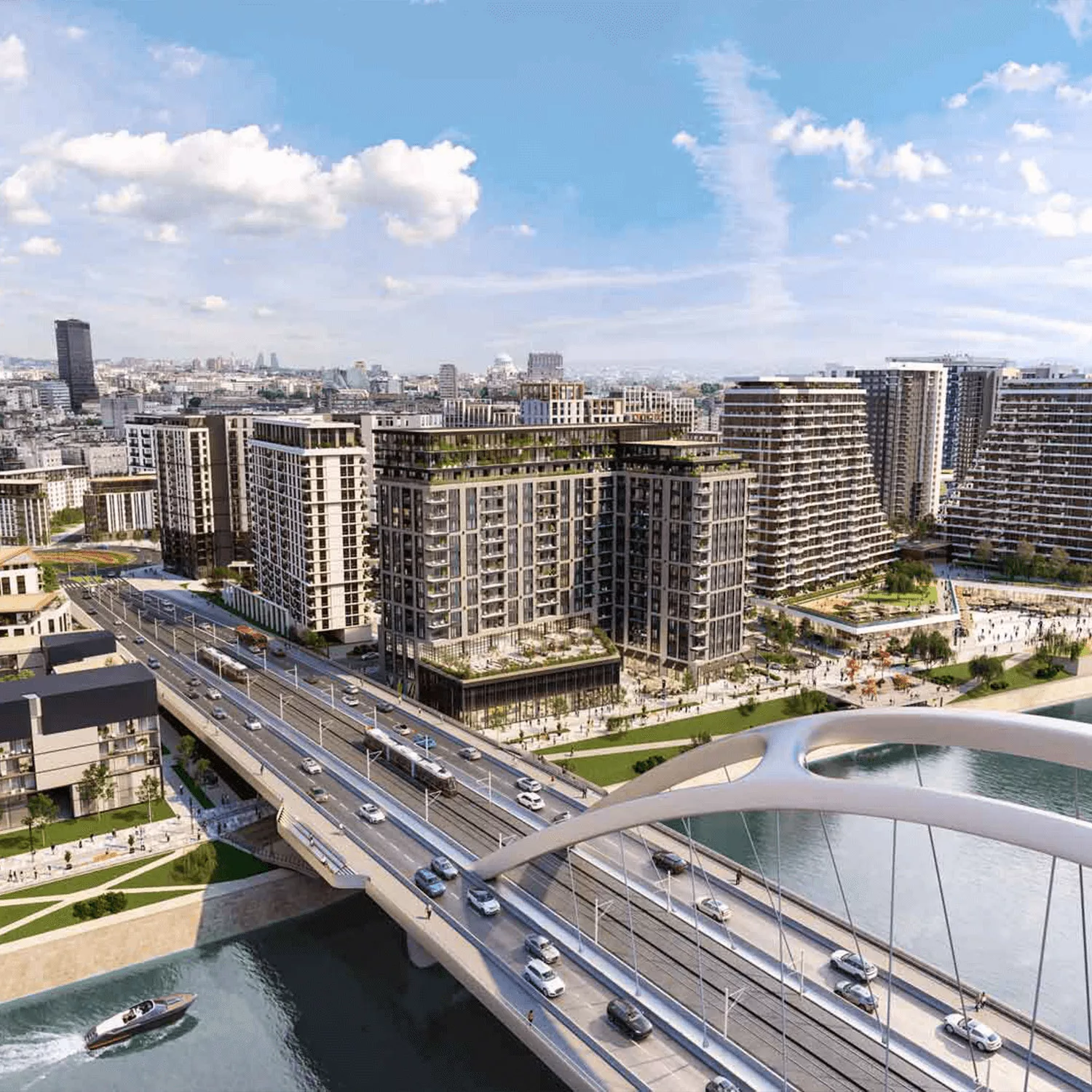 BW Victoria on the bank of the Sava River, next to the Sava Bridge