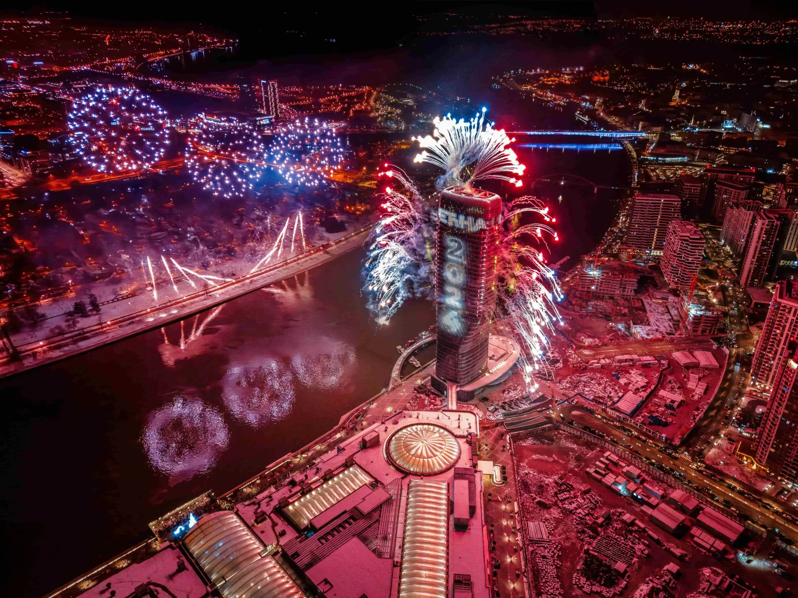 Celebration of Serbian New Year Amazing fireworks and multimedia spectacle in Belgrade Waterfront for Serbian New Year.