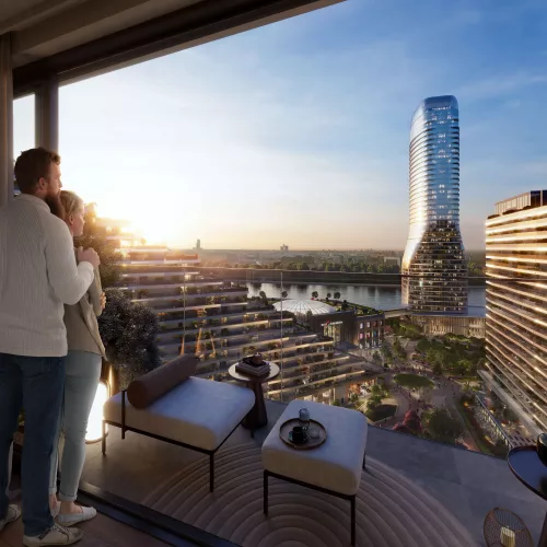 Covered terrace overlooking the Kula Belgrade and the Galerija