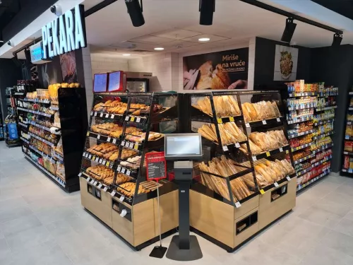 Bakery of Maxi Supermarket Interior and bakery part of the Maxi Supermarket in Belgrade Waterfront