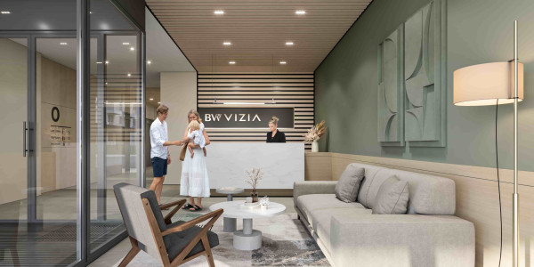 Lobby with reception and security in the BW Vizia building.