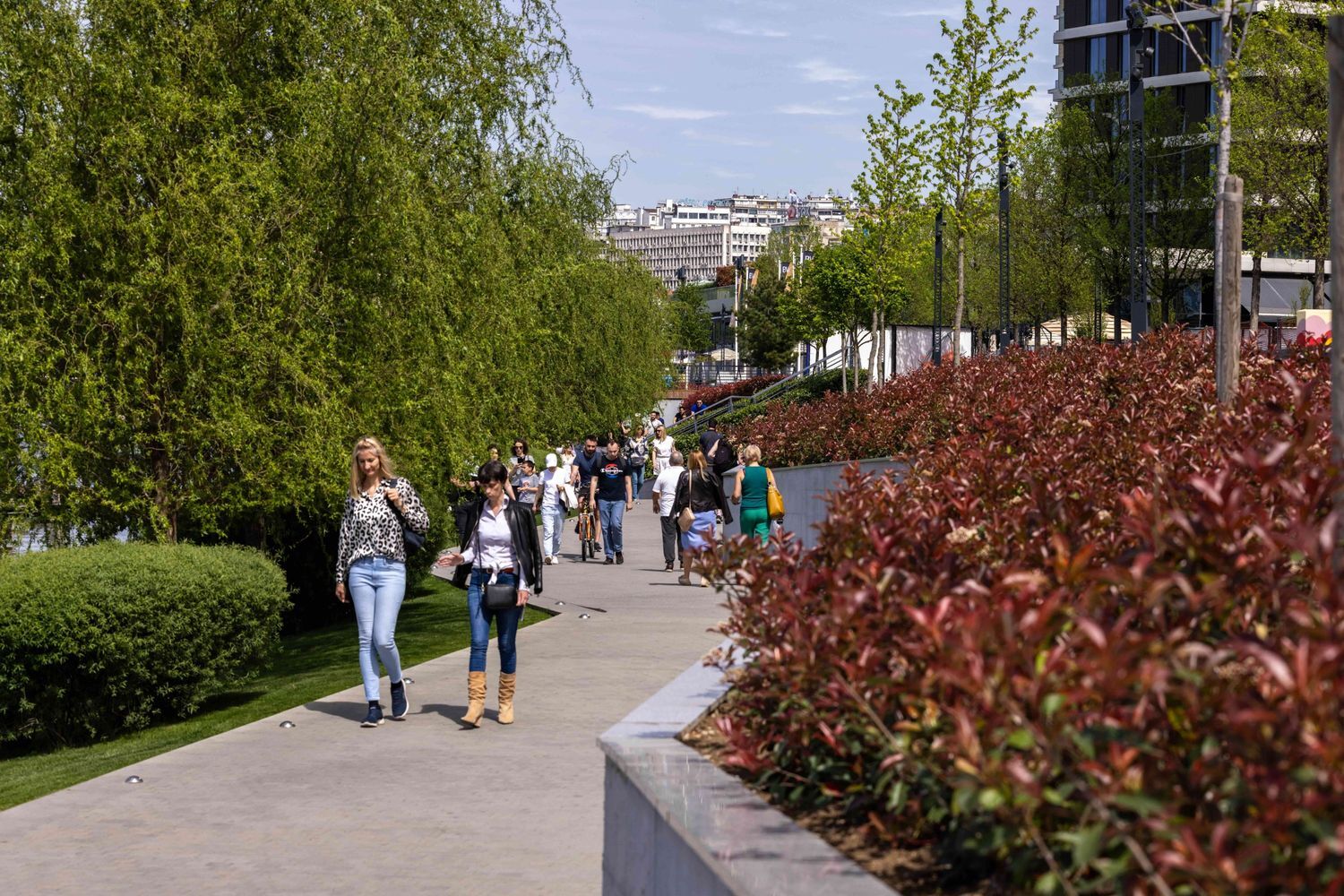 Prelepo setaliste puno zelenina sa ljudima koji se setaju