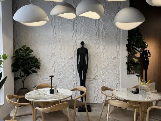 The carefully designed interior of Green restaurant.