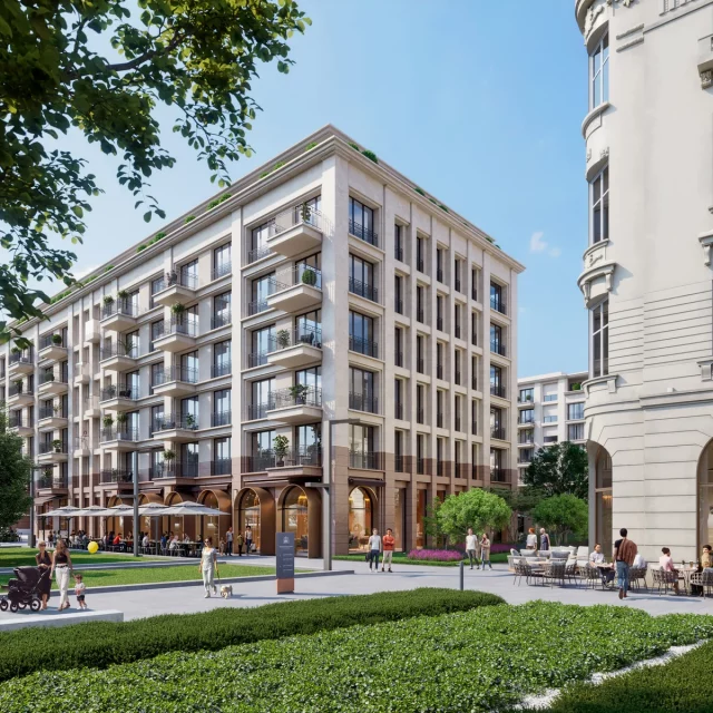 The ground floor of the Bristol Hotel with a view of Bristol Park’s beautiful foliage.