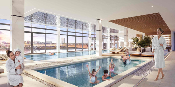 Residents of BW Hudson enjoying the spa centre with pool.