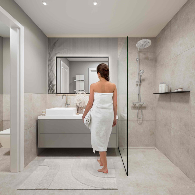 Bathroom in BW Hudson building.