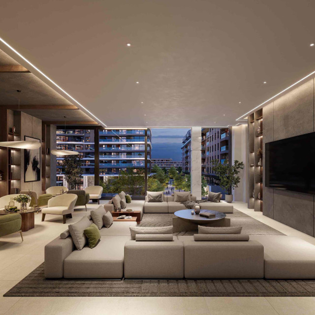 Residents room in the BW Hudson building designed for socializing and relaxation.