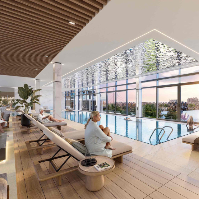 Spa center in the BW Hudson building with a view of the river.