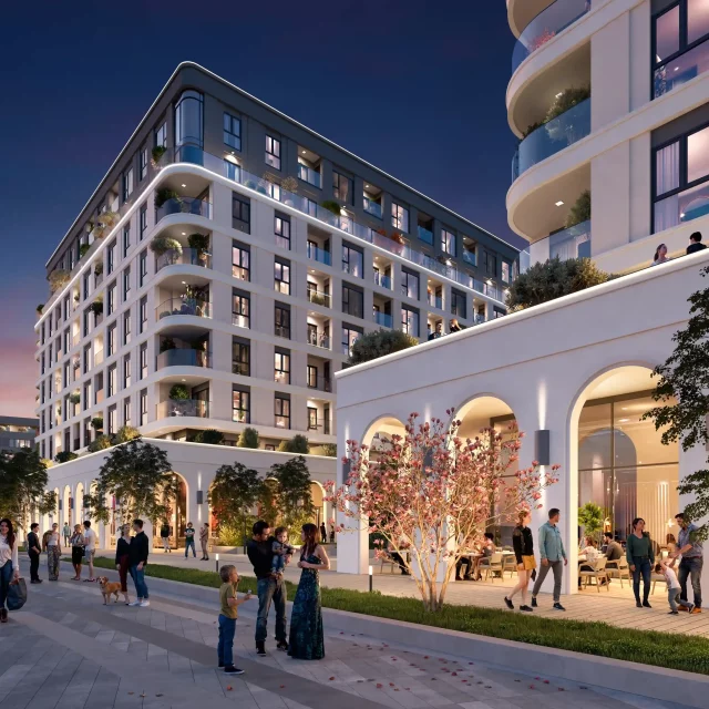 The illuminated entryway of BW Neon at night.