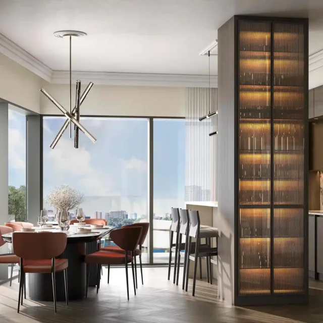 Dining room in the BW Hudson building.