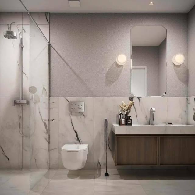 Bathroom in the BW Emerald building.