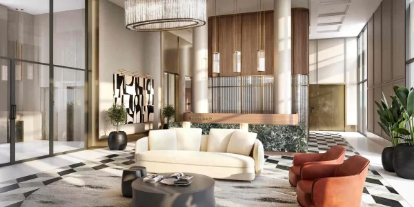 Entrance lobby with reception in the BW Emerald building.