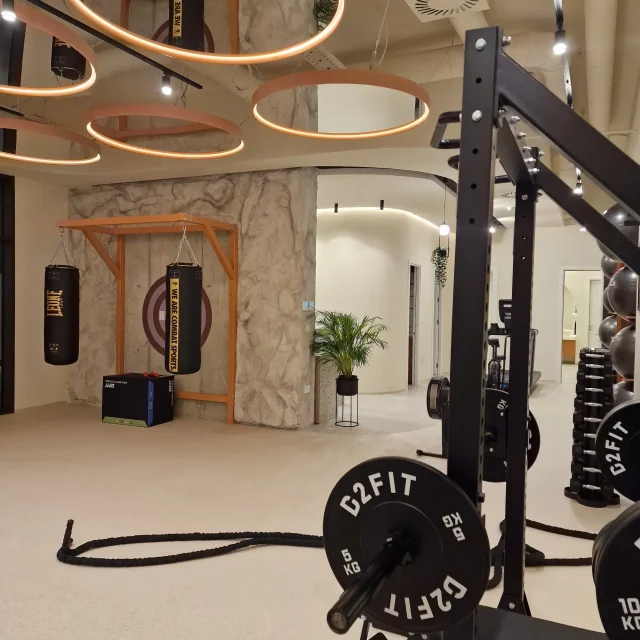 Interior of the fitness studio Train with Maja in Belgrade Waterfront.