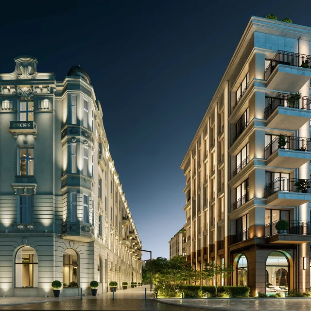 The Bristol Residences hotel noću.