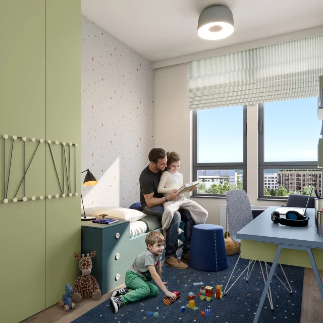 Furnished children’s room in the BW Oda building.