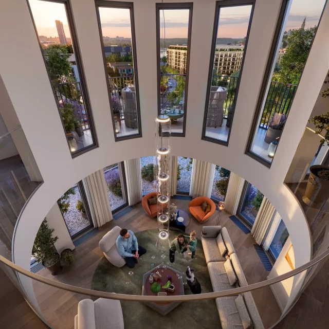 A gallery inside penthouse apartment in the BW Oda building.