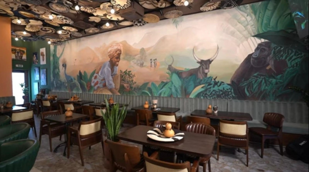 Interior of the Uganda Connect café in Belgrade Waterfront.