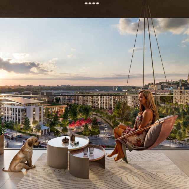 Pogled sa terape BW Oda zgrade u Beogradu na vodi.