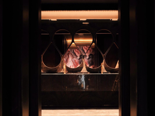 Refined bathroom interior of the Elizabeth restaurant in Belgrade Waterfront.