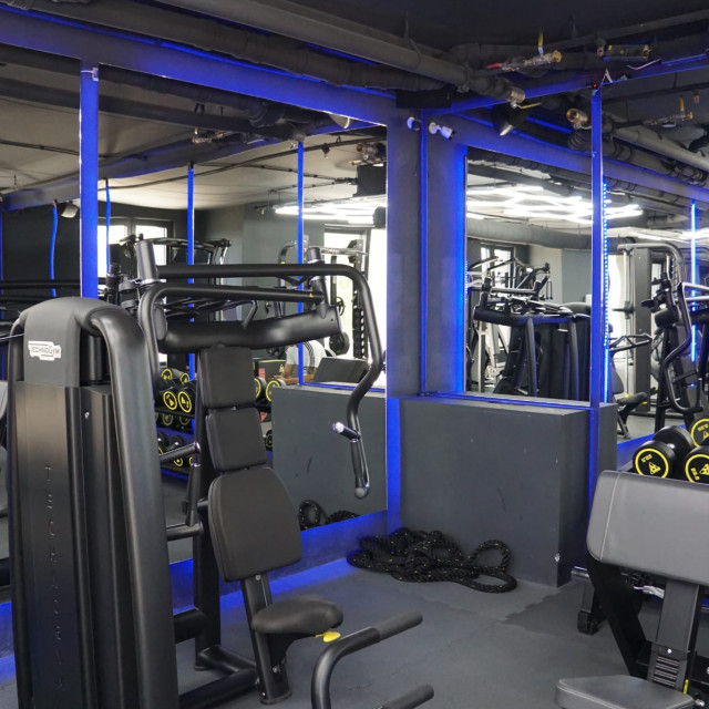 Exercise equipment in the X Power Zone gym in Belgrade Waterfront.