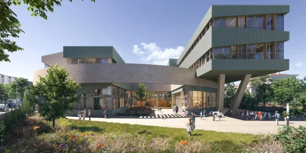 Modern primary school within the Belgrade Waterfront educational campus.