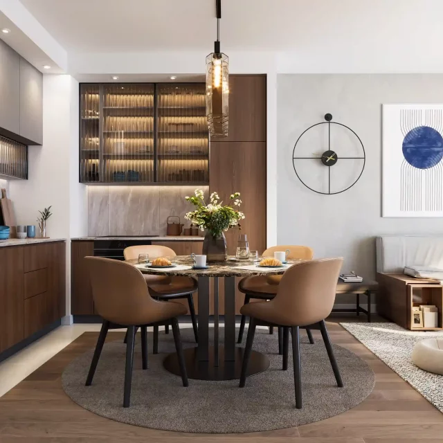 Kuhinja sa trpezarijom u zgradi BW Prima.