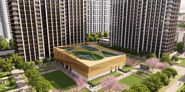 Modern sports centre at Belgrade Waterfront.