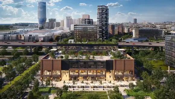 gastro-pijac_ Gastro pijac u Beogradu na vodi sa restoranima, otvorenim terasama, zelenim površinama i savremenim urbanim okruženjem.