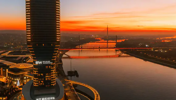 kula-beograd_11zon Kula Belgrade at sunset above the Sava River.