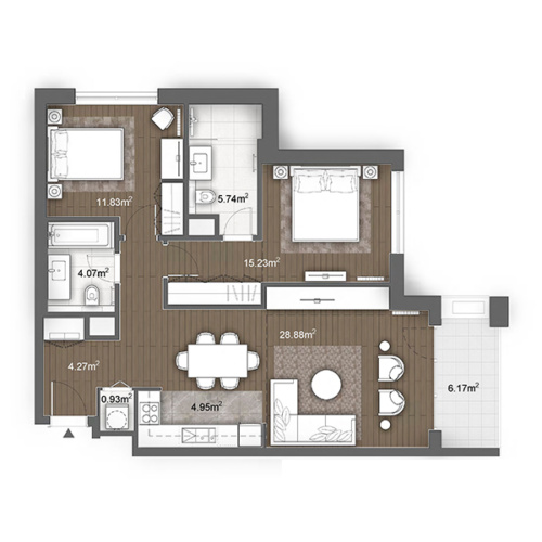 Apartment floor plan in BW Aurora